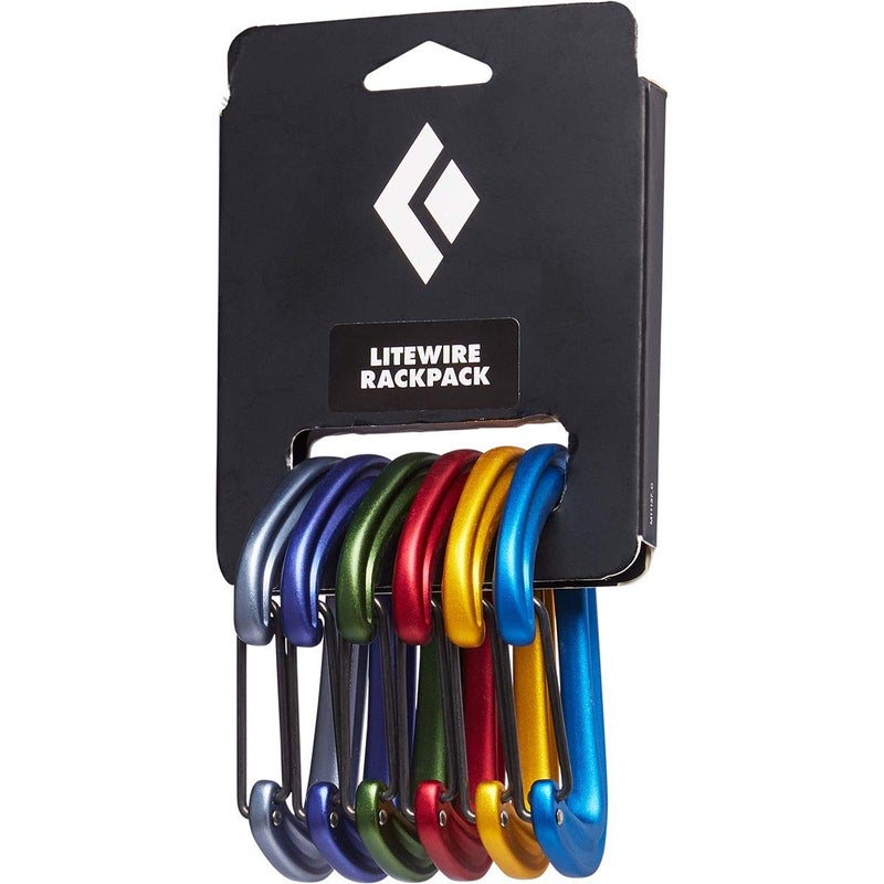 Black Diamond LiteWire Rackpack | Color-Coded Wiregate Carabiners | Lightweight Aluminum | Trad Climbing Rack Set